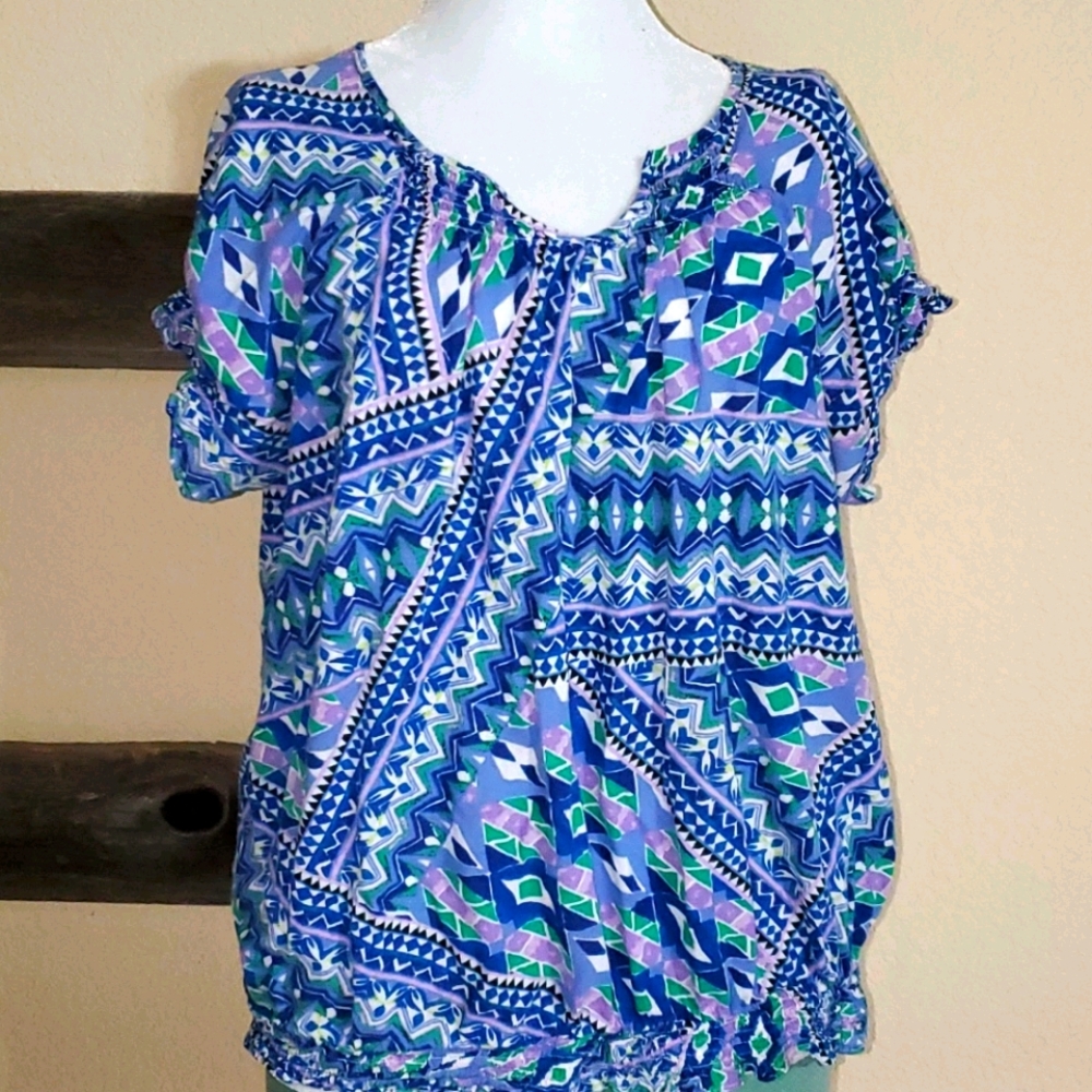 Fashion Bug Summer Top Tribal Print 0X